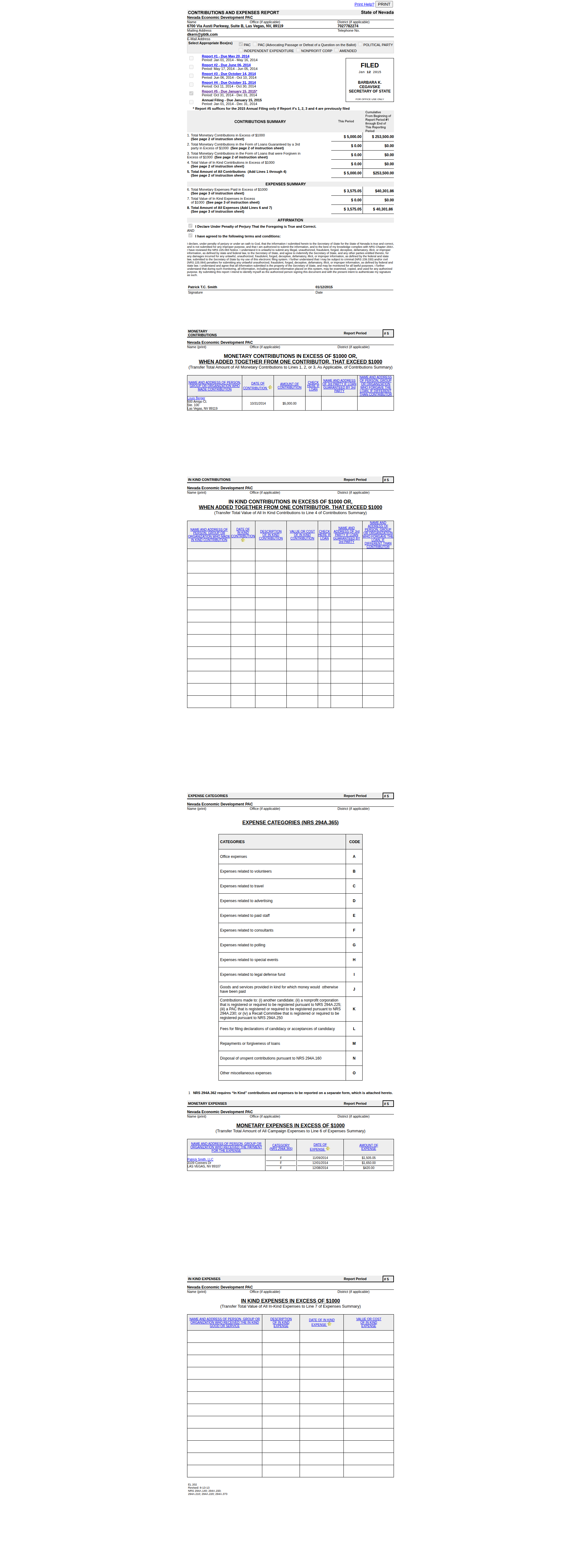NEDPAC NVSOS filing - January 12, 2015