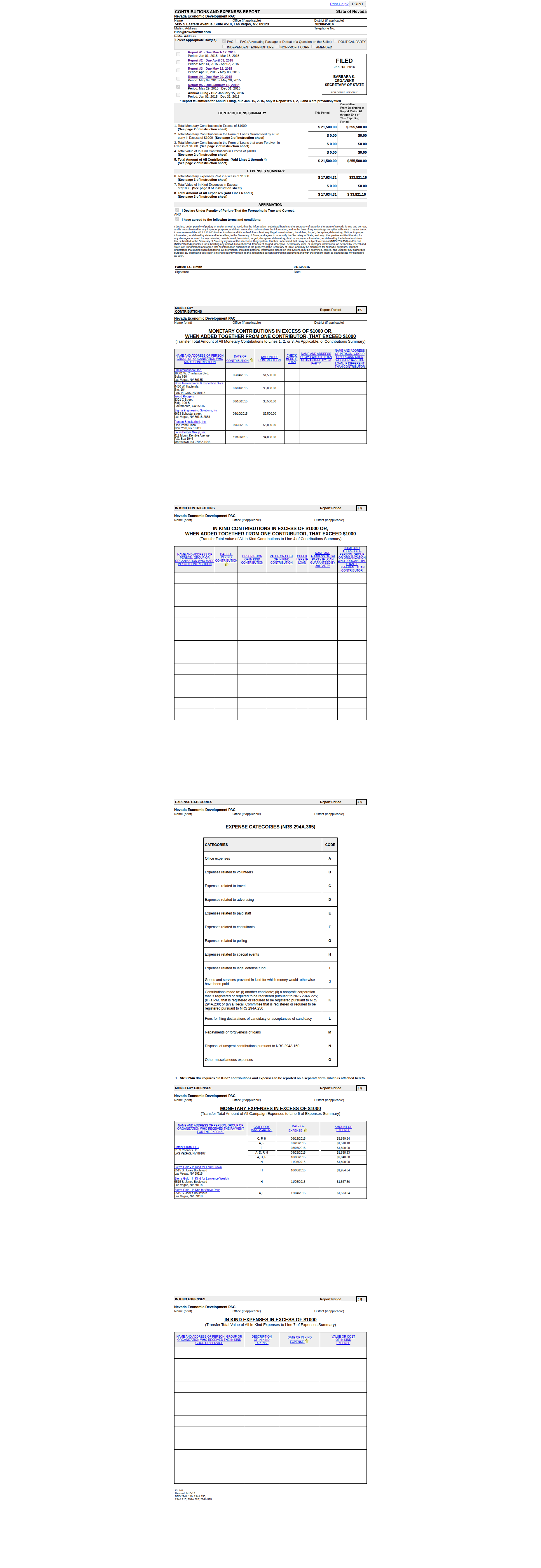 NEDPAC NVSOS filing - January 13, 2016
