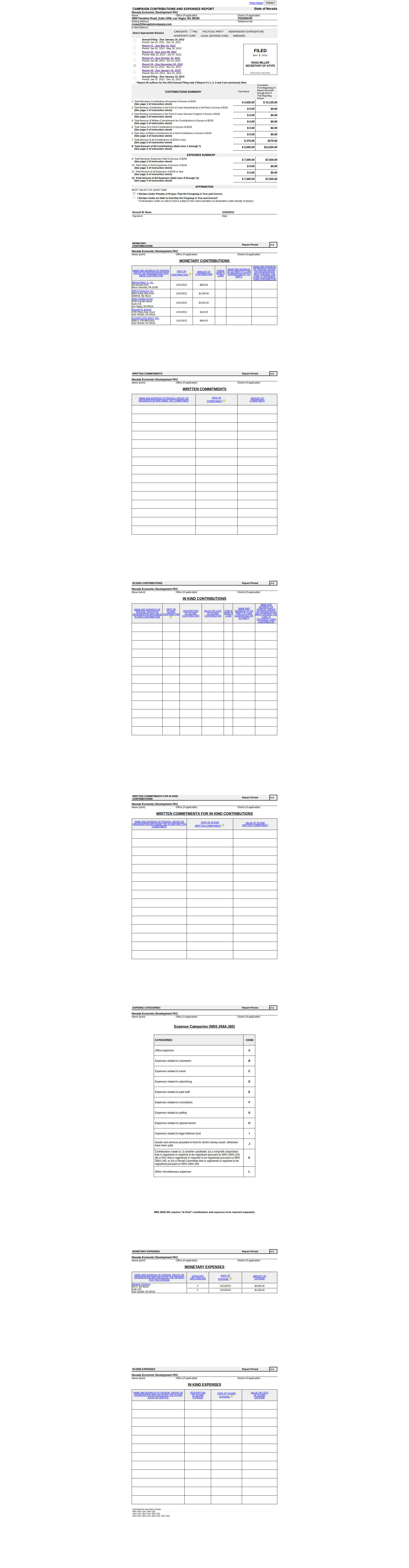 NEDPAC NVSOS filing - November 2, 2012