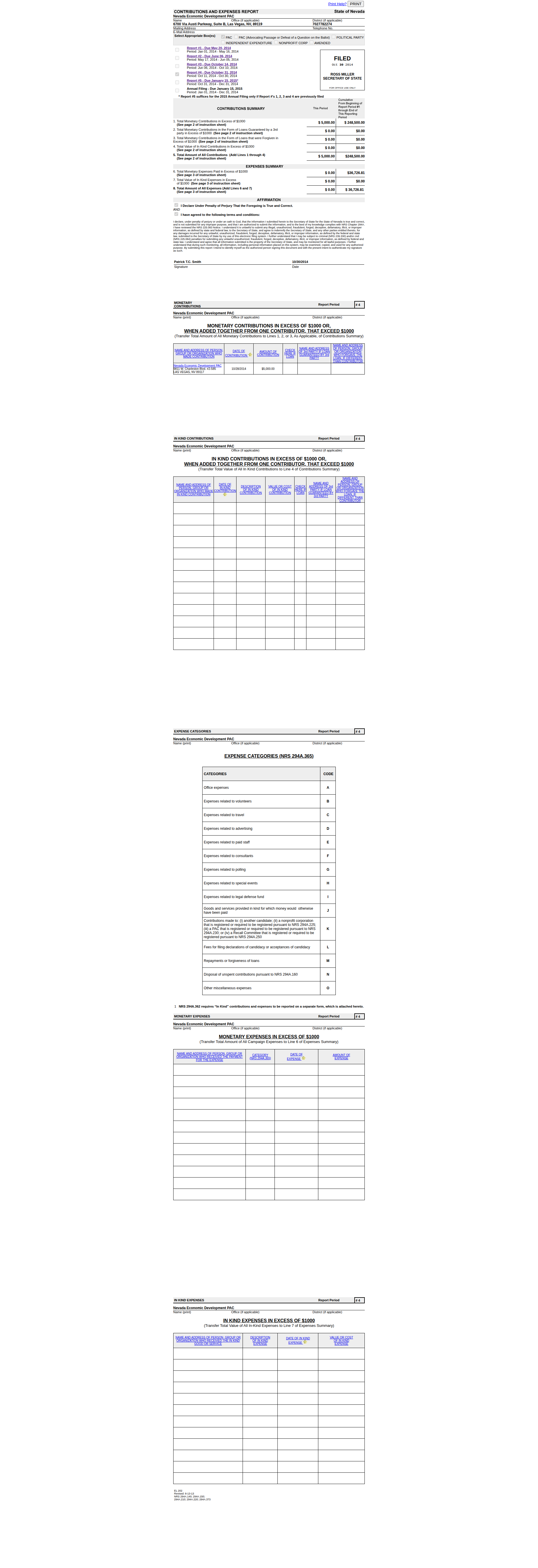 NEDPAC NVSOS filing - October 30, 2014