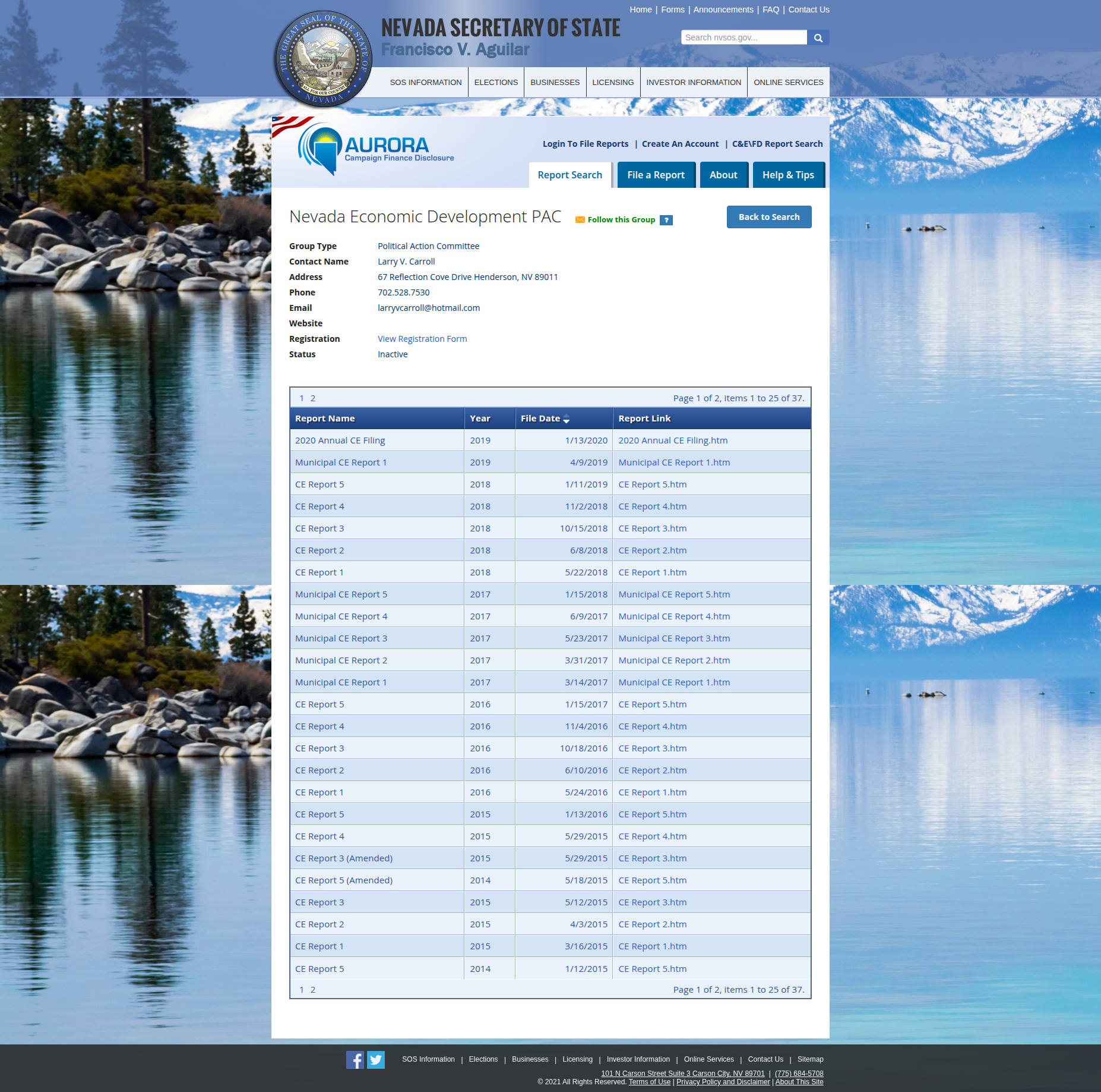 NEDPAC NVSOS filing overview - page 1