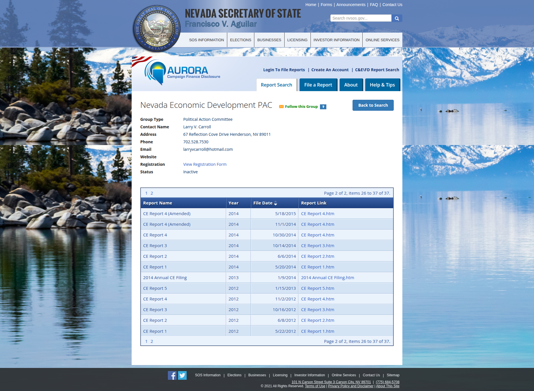 NEDPAC NVSOS filing overview - page 2
